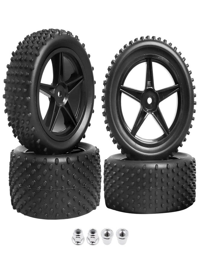FriHobby 12mm Hex Wheels Tires Set 1/10 RC Buggy Front & Rear Compatible with Traxxas Bandit Vxl Wltoys 144001 Brushless Lipo Power(Non-glued) - Image 1